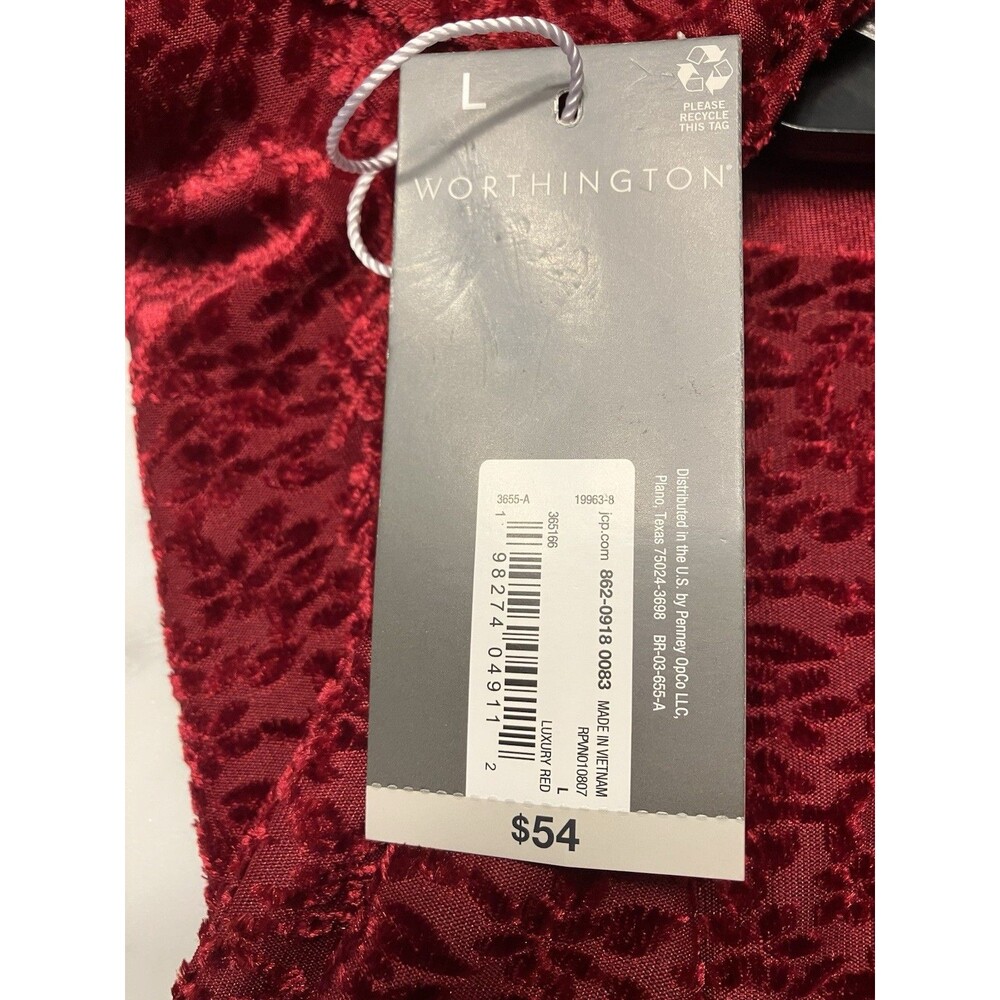 Worthington Womens Luxury Red Blouse Size Large NWT - Picture 4 of 7